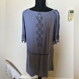 Xhilaration Women Dress/Tunic Blue/Purple Embroidered Geo Romantic Boho Size M